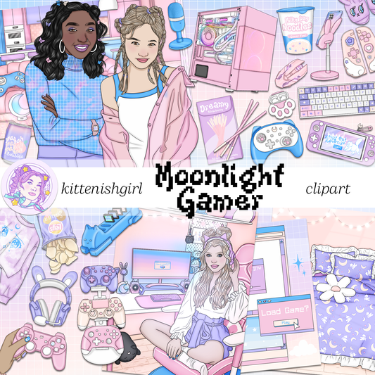 Moonlight Gamer // Clip Art