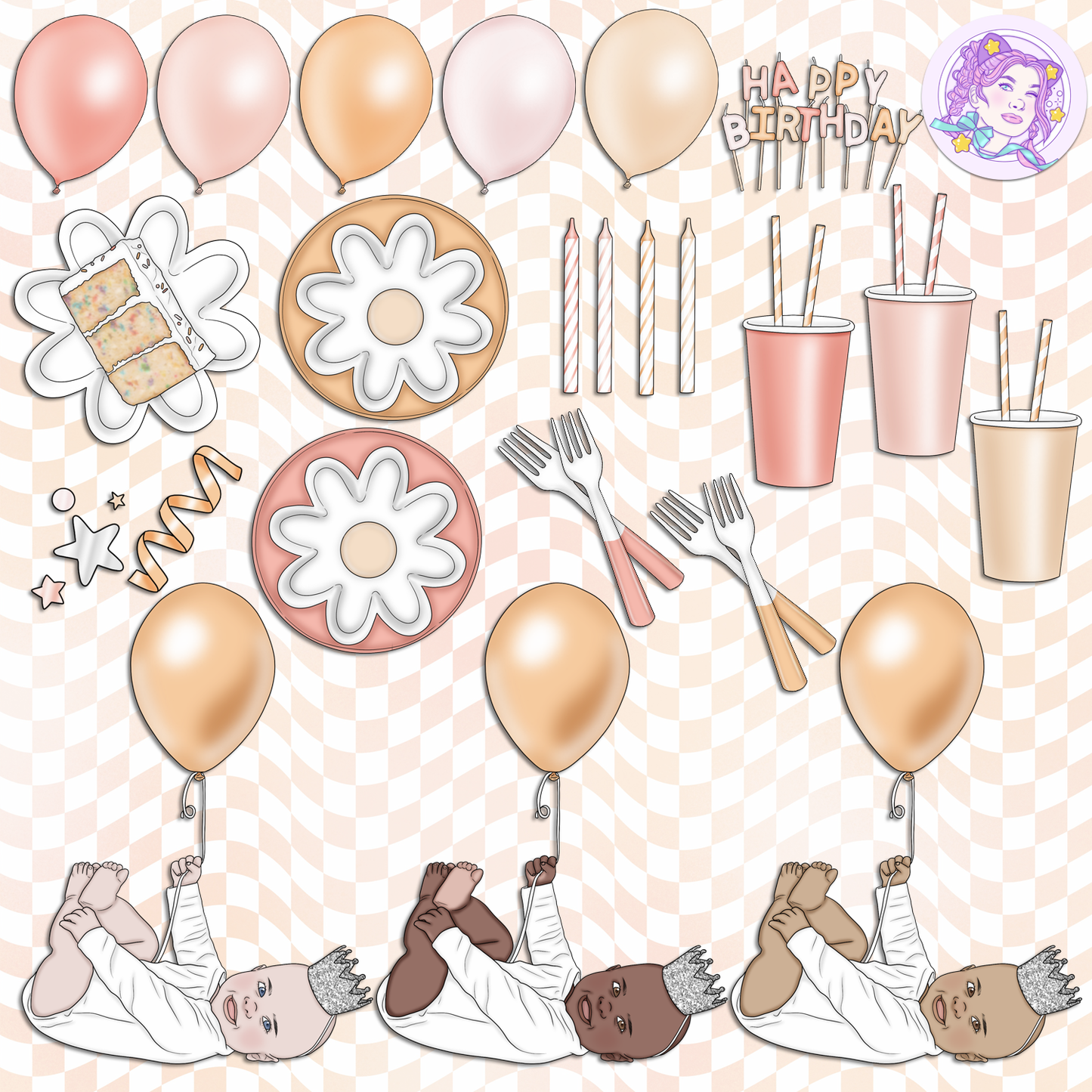Hip Hip Hooray - Peach // Clip Art