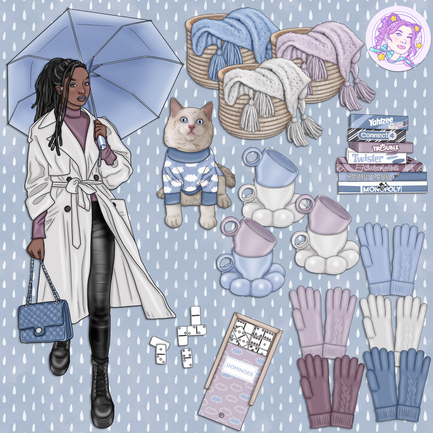 Walking in the Rain // Clip Art