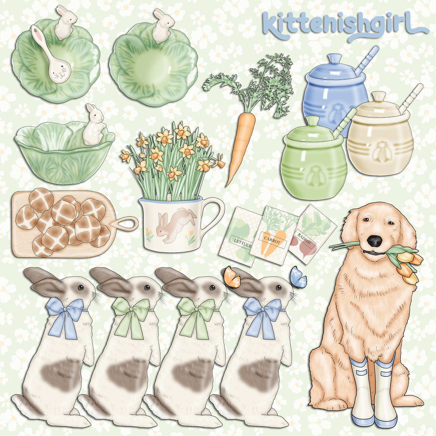 Spring Garden // Clip Art