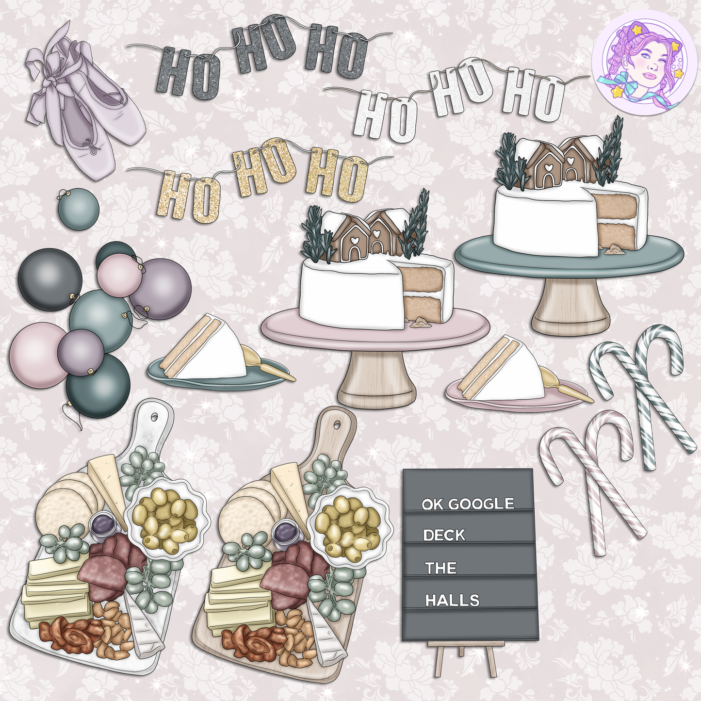 Tinsel - Purple // Clip Art