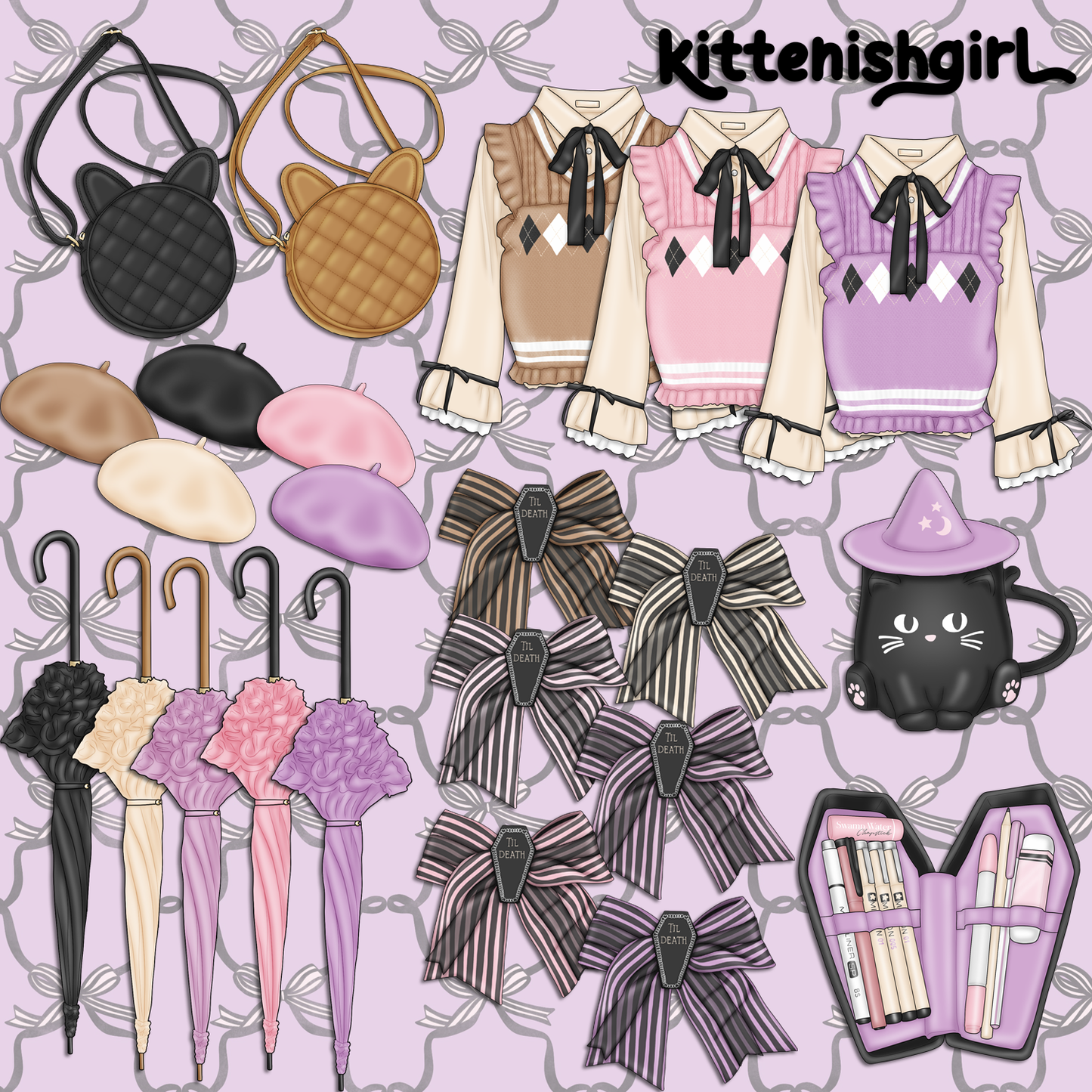 Black Cat Cafe // Clip Art