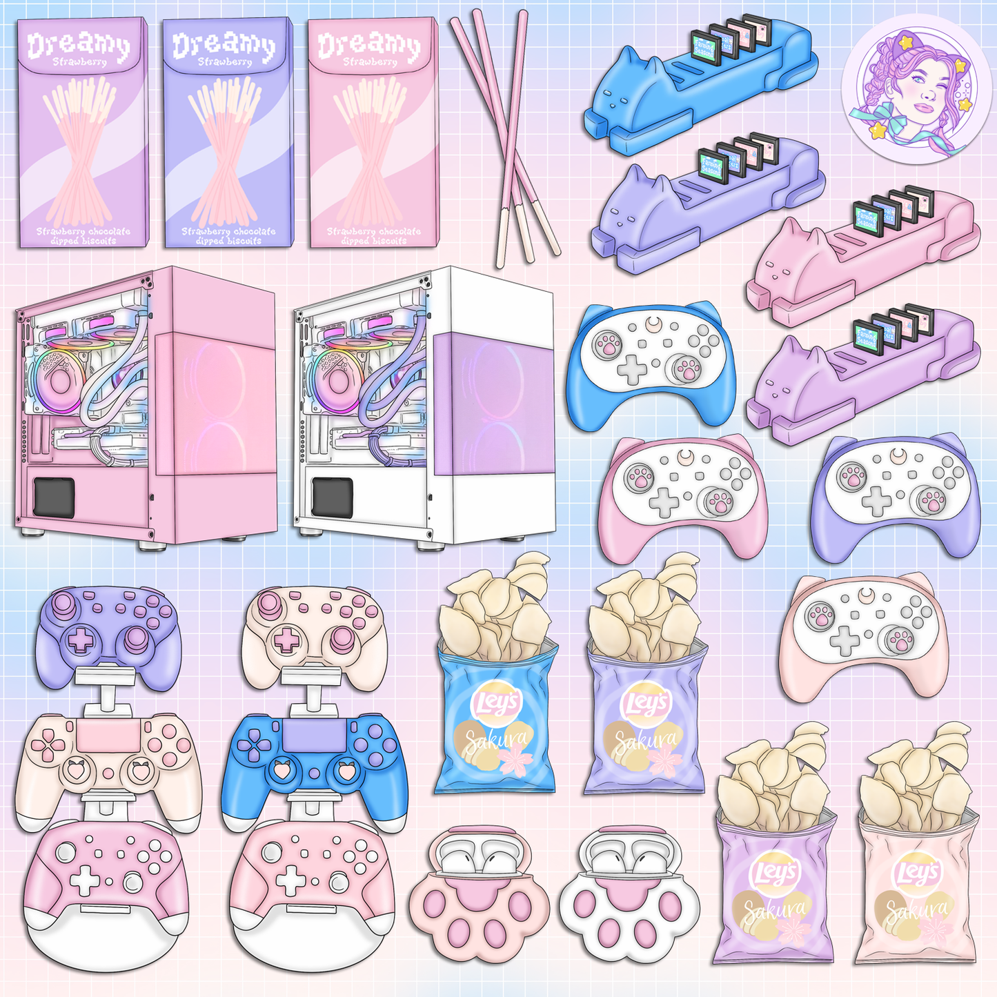 Moonlight Gamer // Clip Art