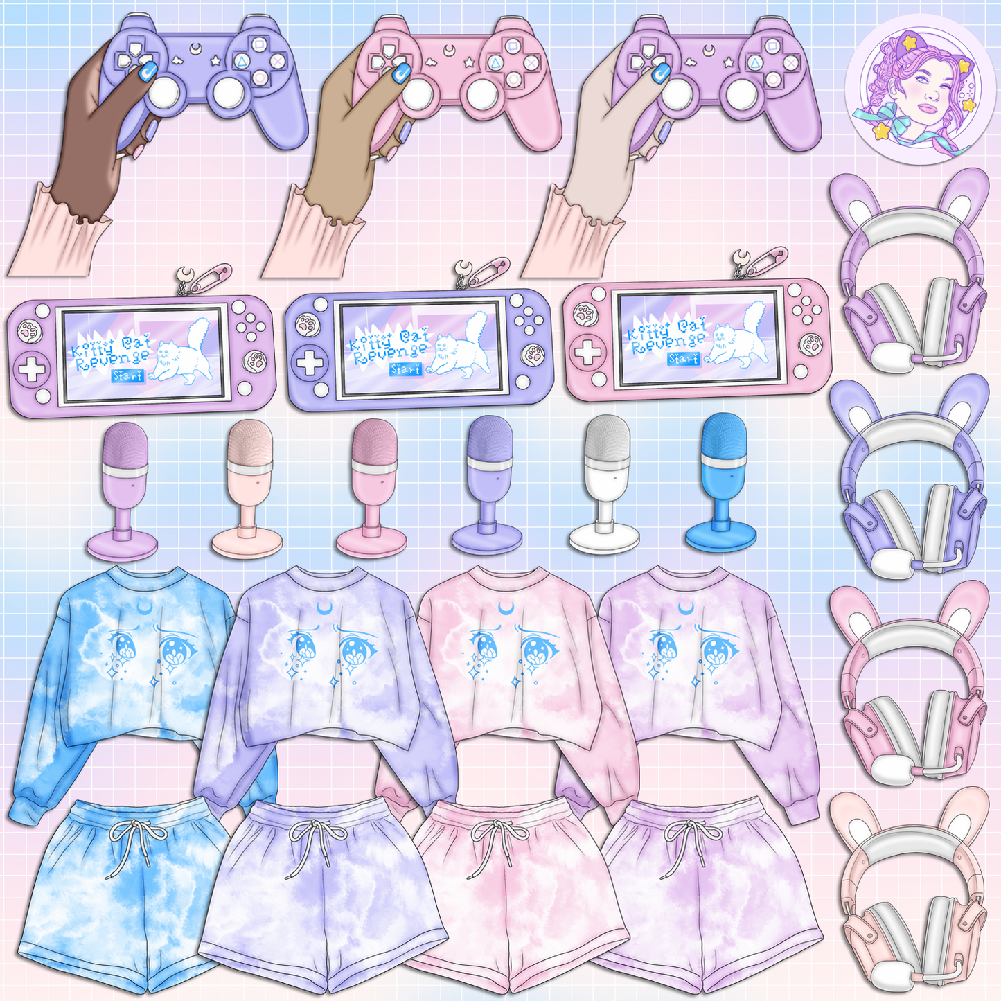 Moonlight Gamer // Clip Art
