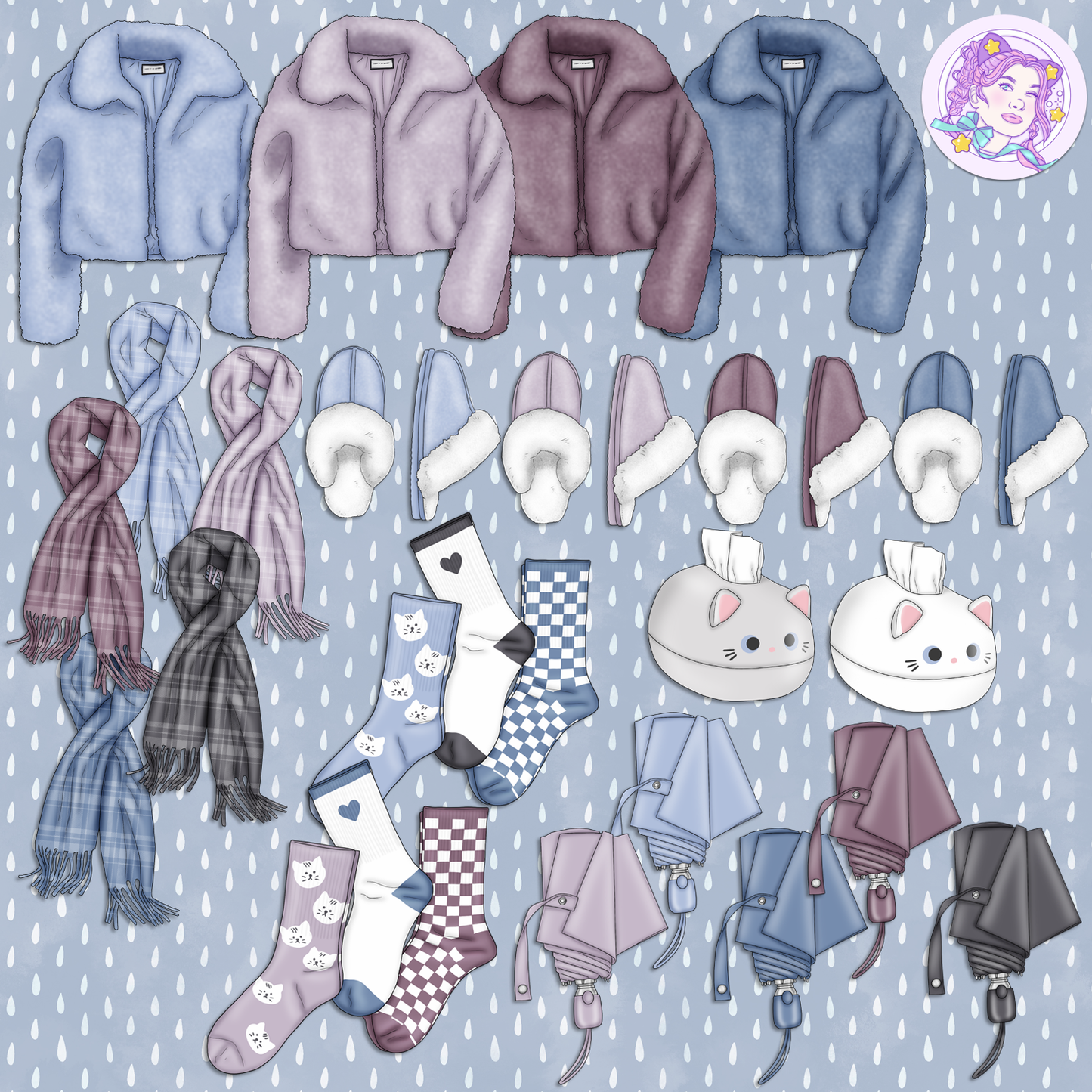 Walking in the Rain // Clip Art