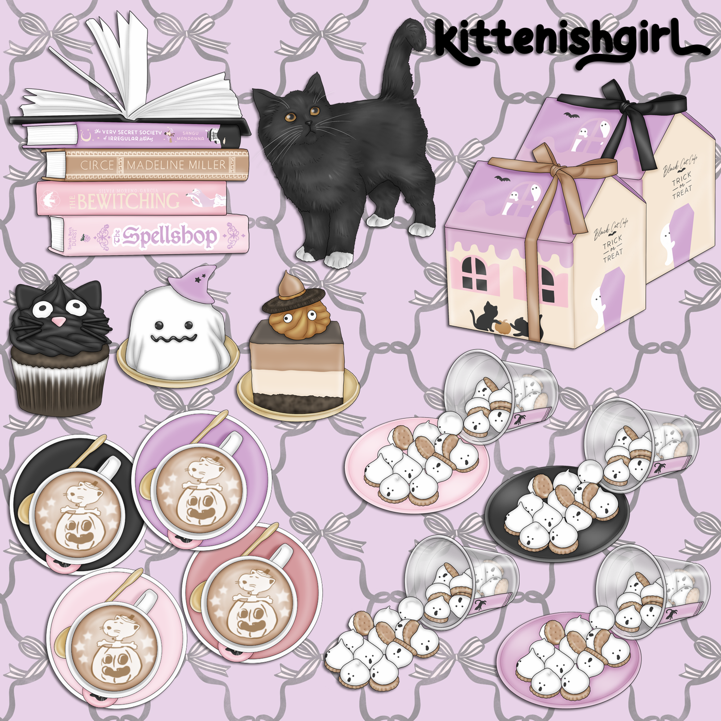 Black Cat Cafe // Clip Art