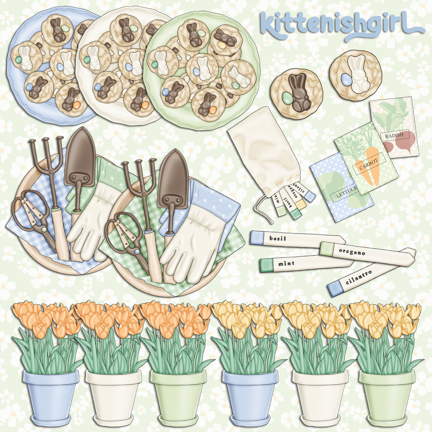 Spring Garden // Clip Art