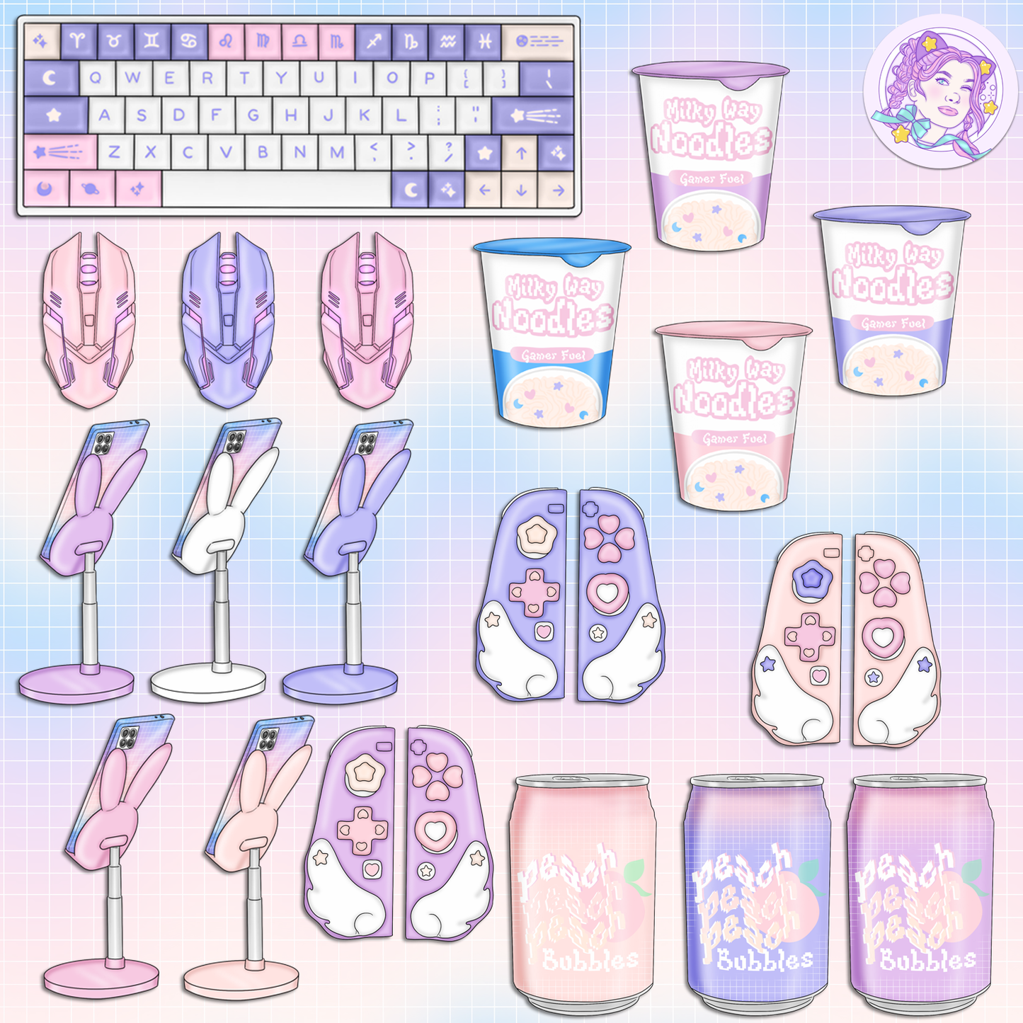 Moonlight Gamer // Clip Art