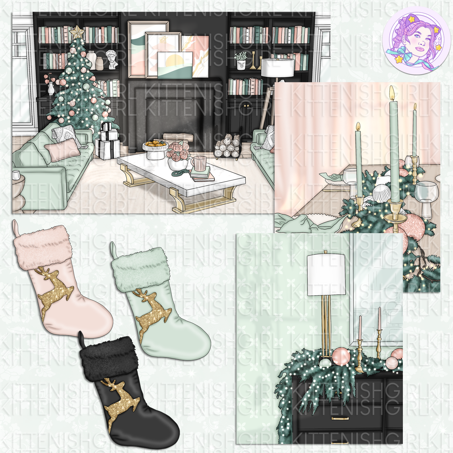 Tinsel - Mint // Clip Art