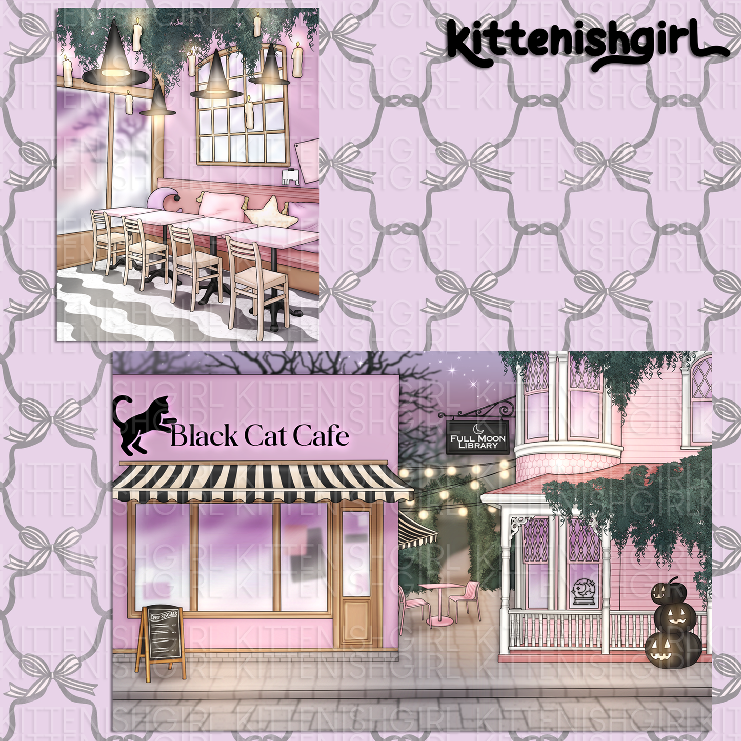 Black Cat Cafe // Clip Art