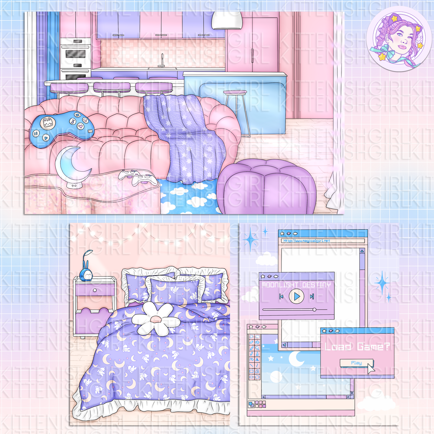 Moonlight Gamer // Clip Art