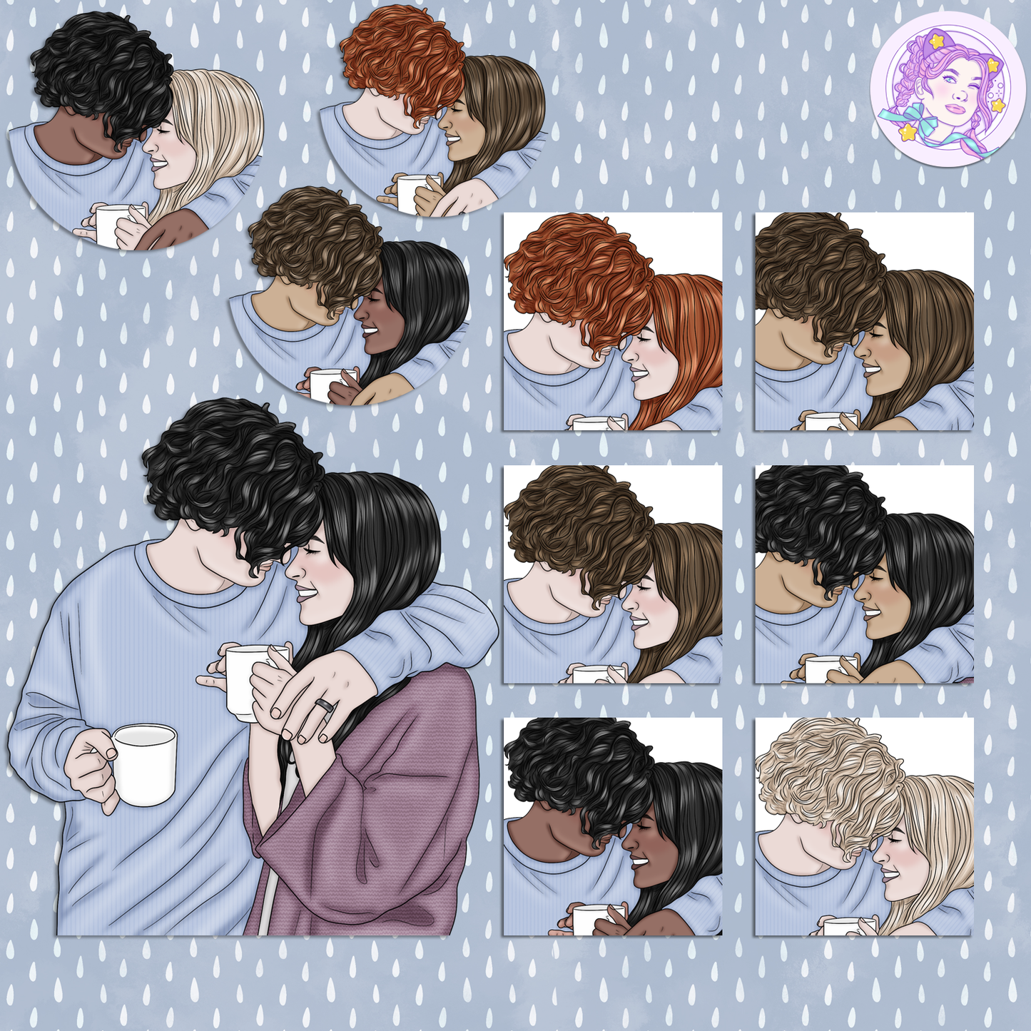 Walking in the Rain // Clip Art