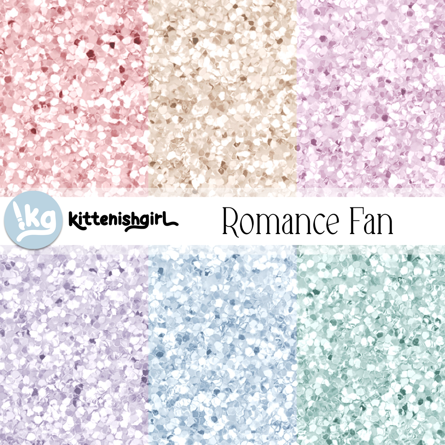 Romance Fan // Glitter Digital Papers