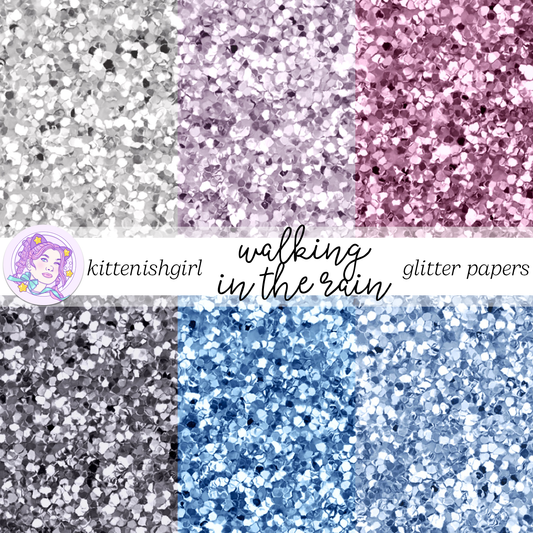 Walking in the Rain // Glitter Digital Papers