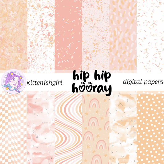 Hip Hip Hooray - Peach // Digital Papers