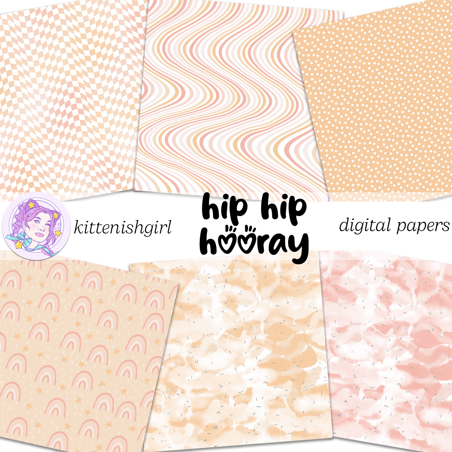 Hip Hip Hooray - Peach // Digital Papers