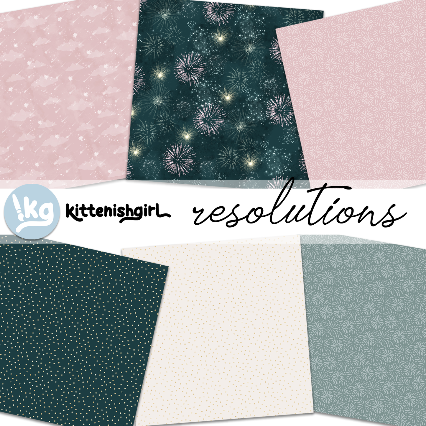 Resolutions - Green // Digital Papers