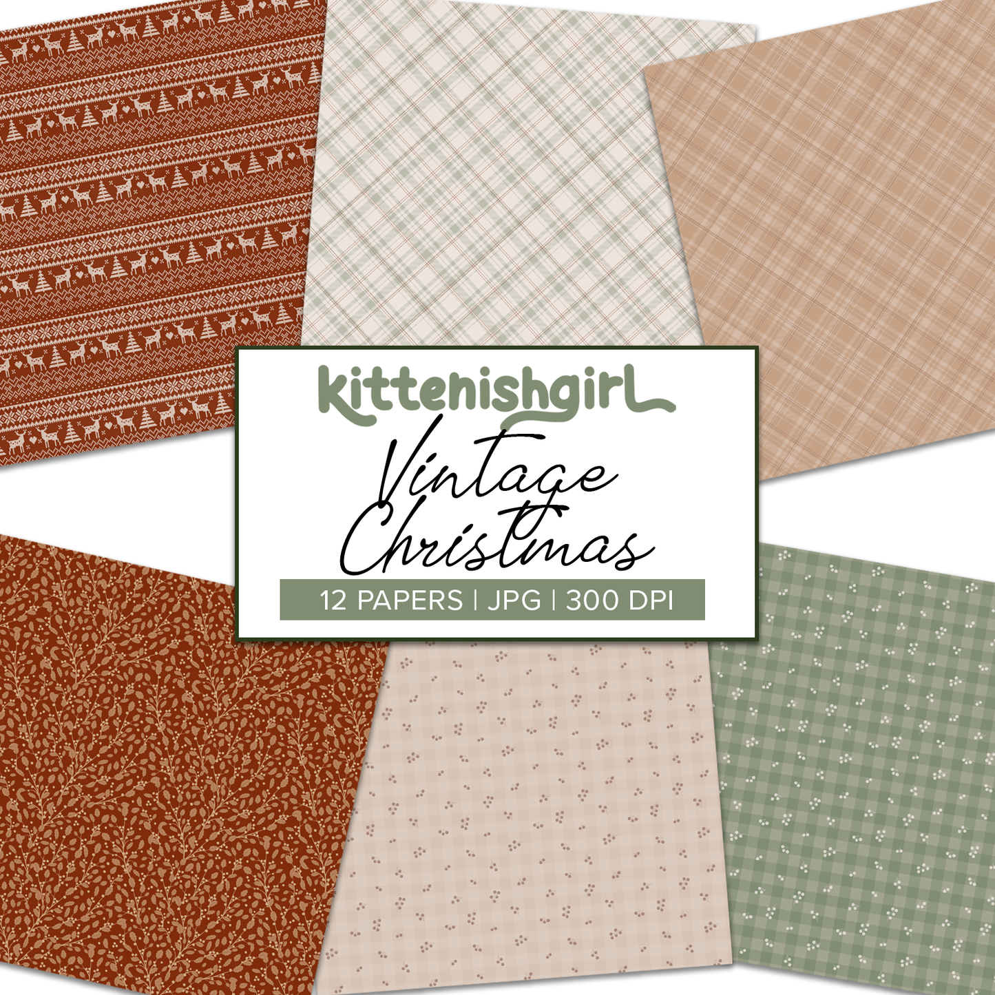 Vintage Christmas // Digital Papers