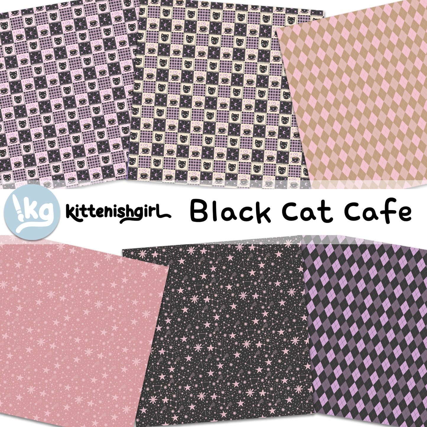 Black Cat Cafe // Digital Papers