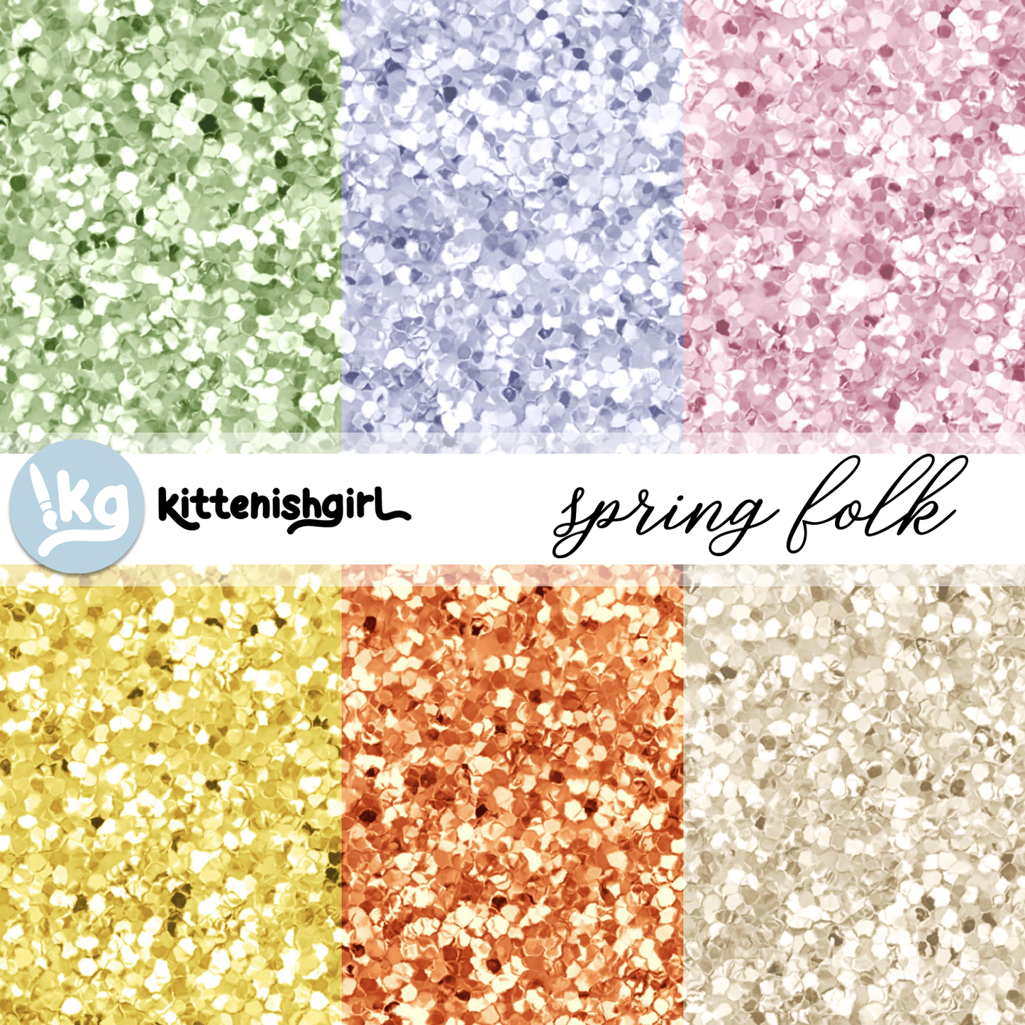 Spring Folk // Glitter Digital Papers