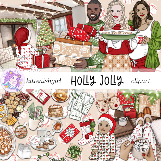 Holly Jolly // Clip Art