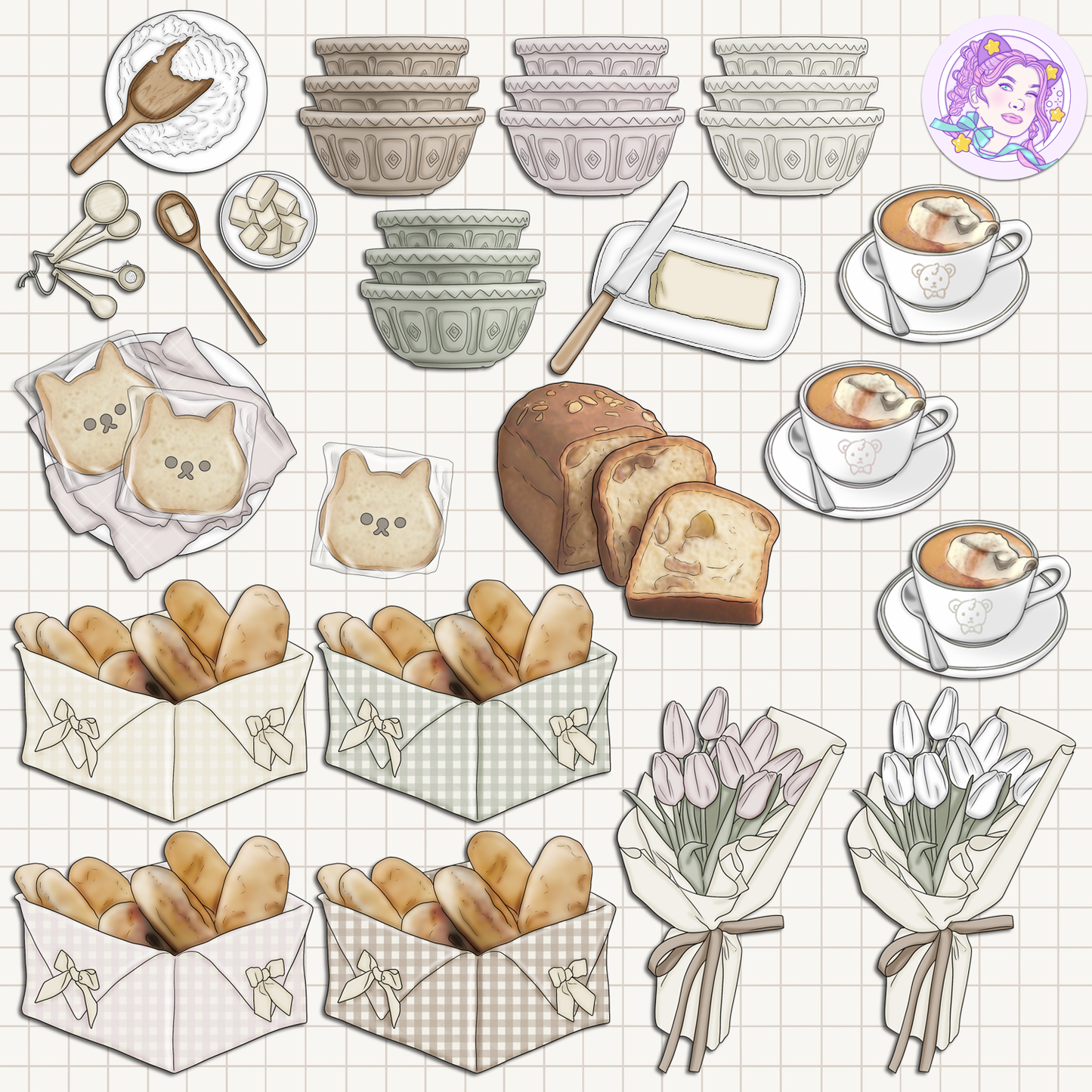 Teddy Bread // Clip Art