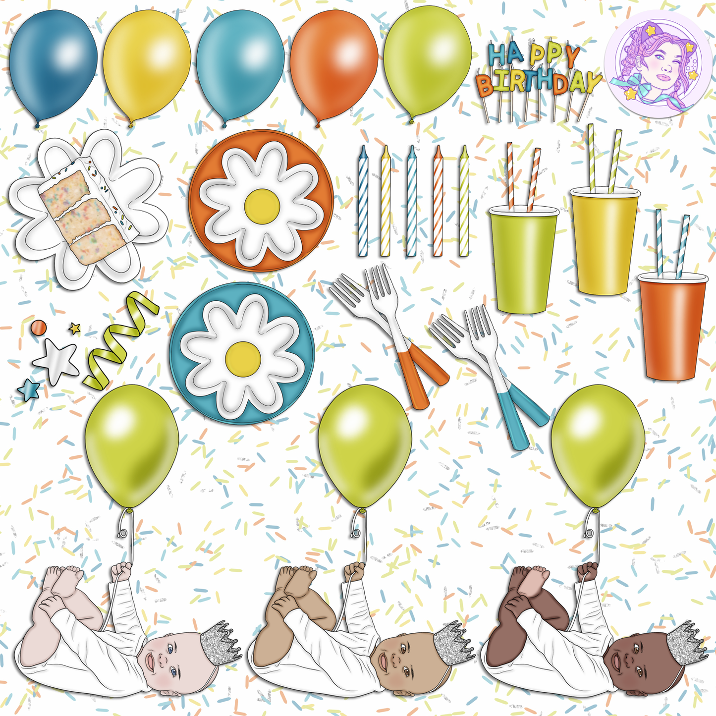 Hip Hip Hooray - Bright // Clip Art
