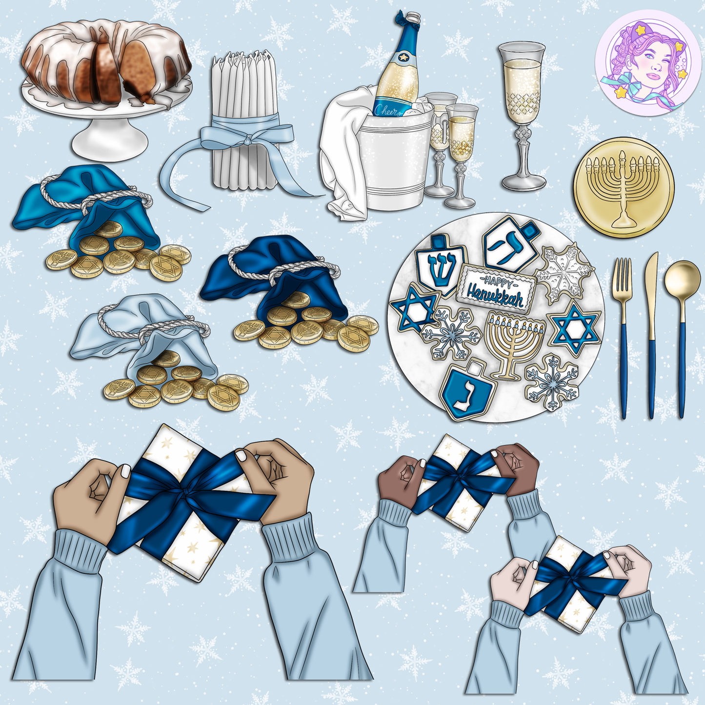 Hanukkah Honey // Clip Art