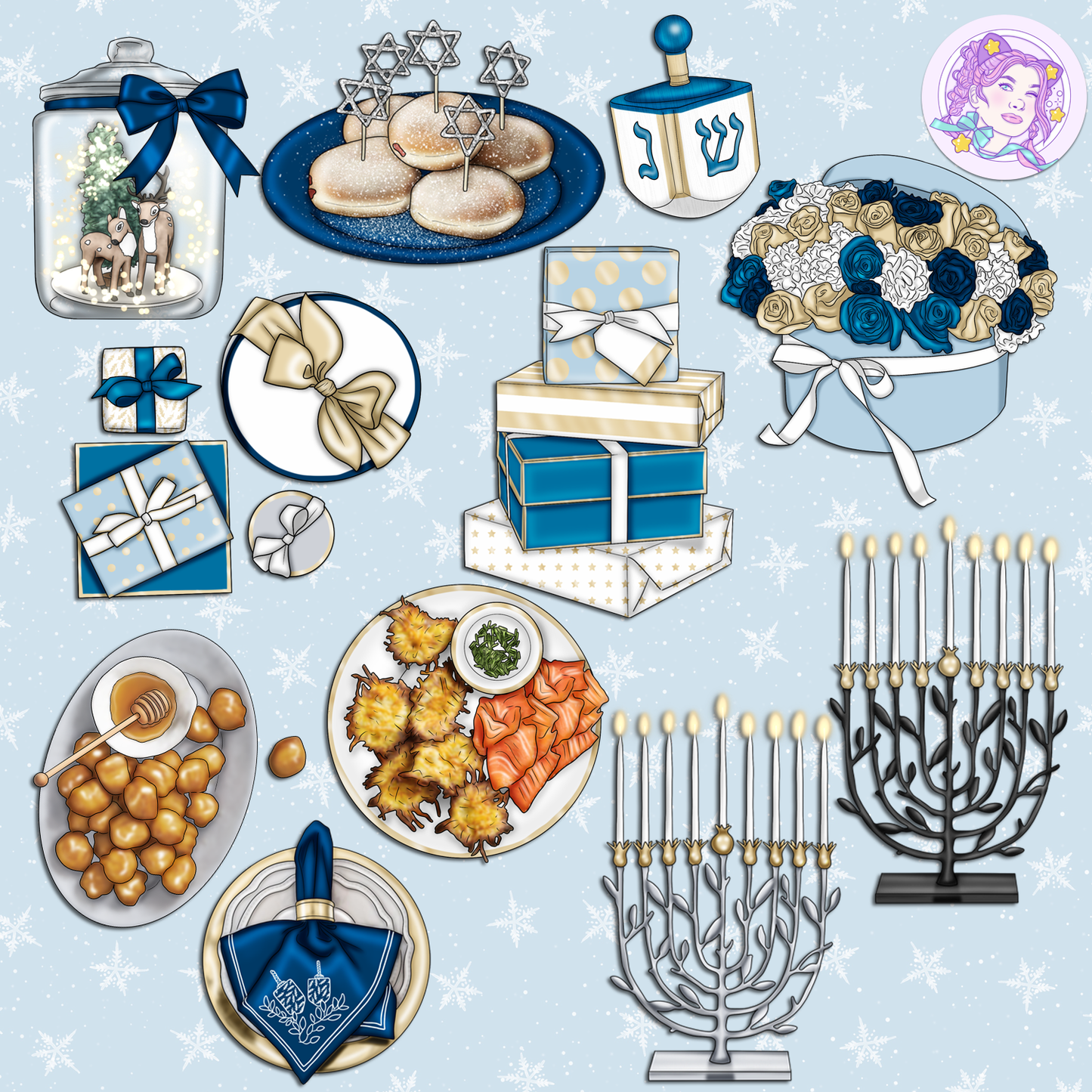Hanukkah Honey // Clip Art