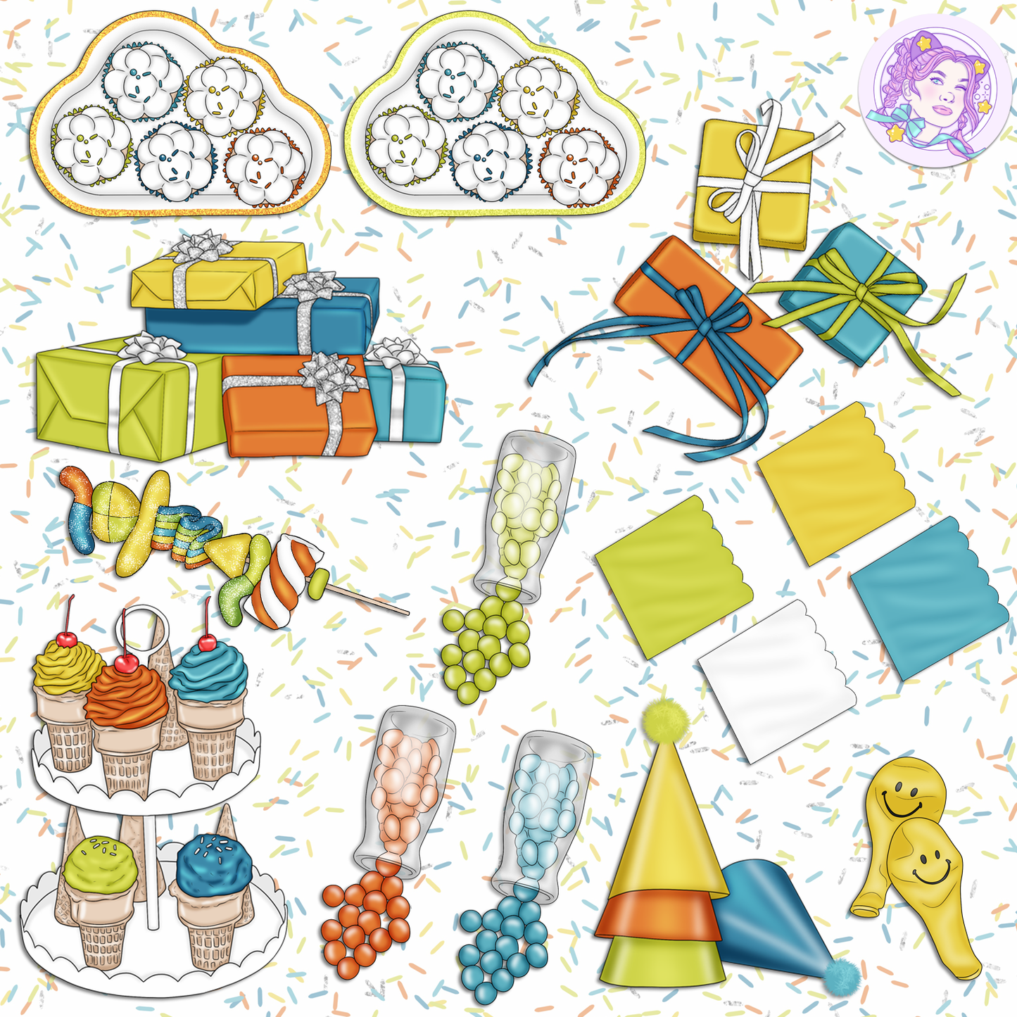 Hip Hip Hooray - Bright // Clip Art