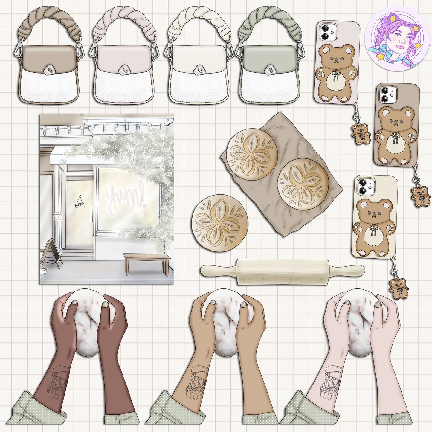 Teddy Bread // Clip Art