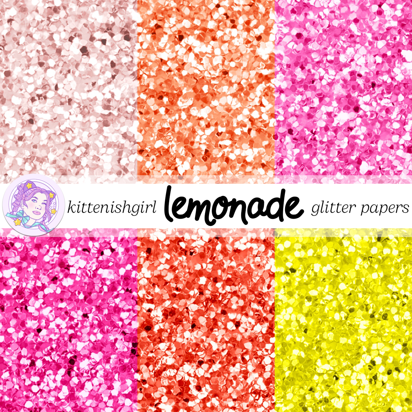 Lemonade // Glitter Digital Papers