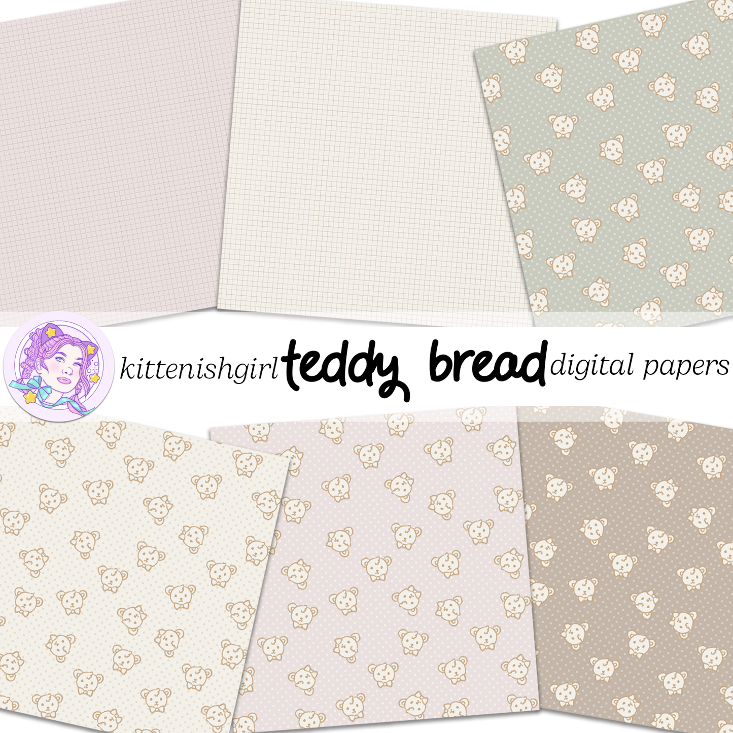 Teddy Bread // Digital Papers
