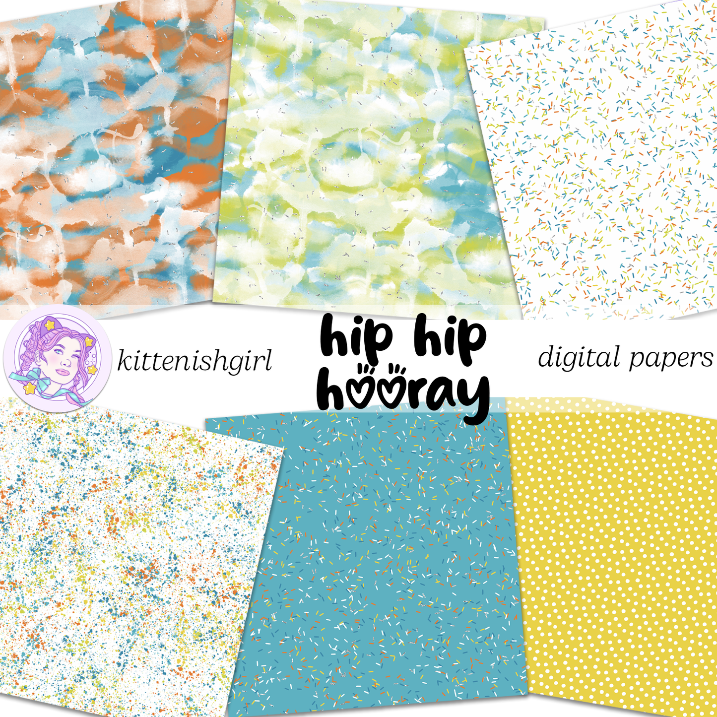 Hip Hip Hooray - Bright // Digital Papers