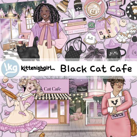 Black Cat Cafe // Clip Art