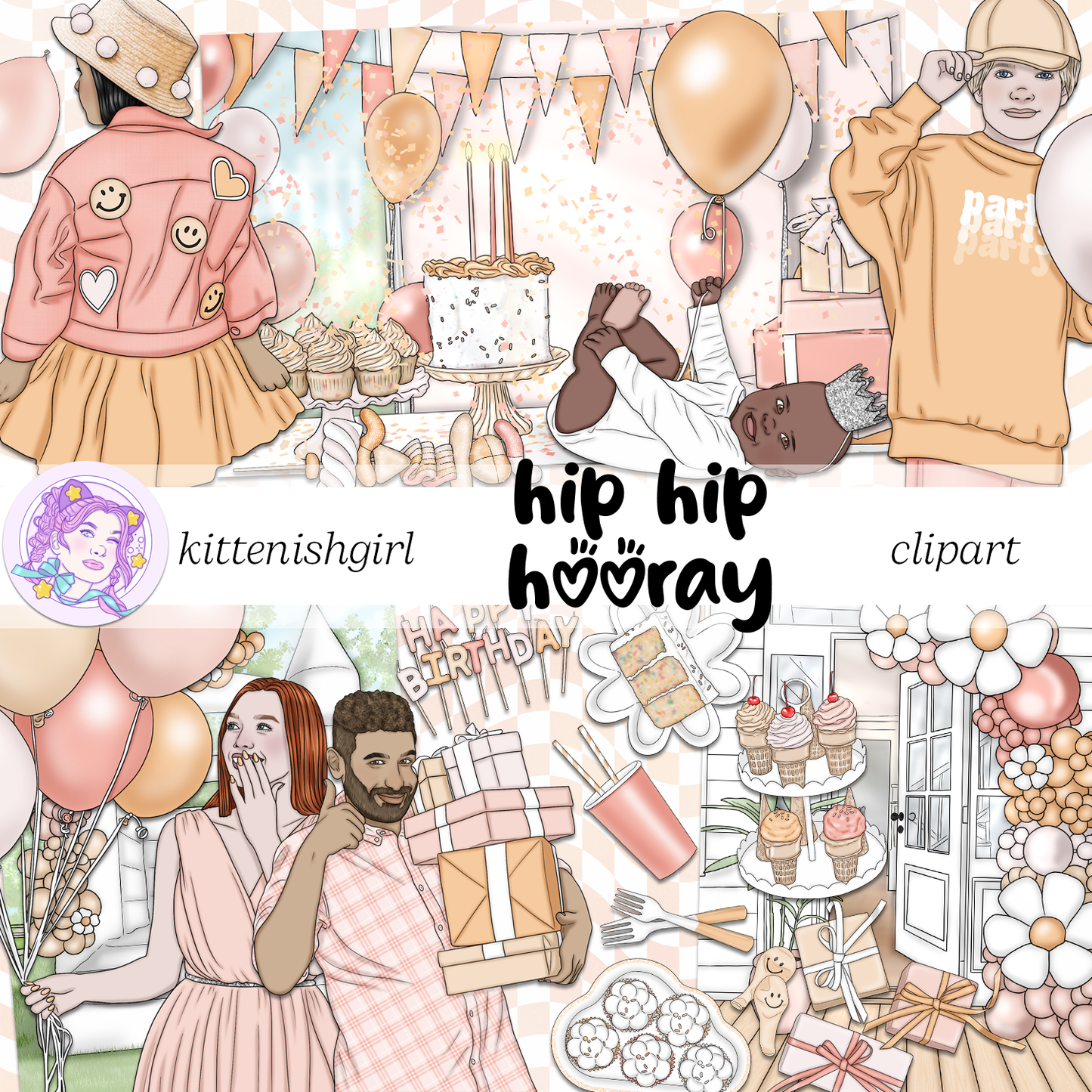 Hip Hip Hooray - Peach // Clip Art