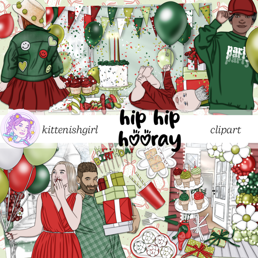 Hip Hip Hooray - Xmas // Clip Art