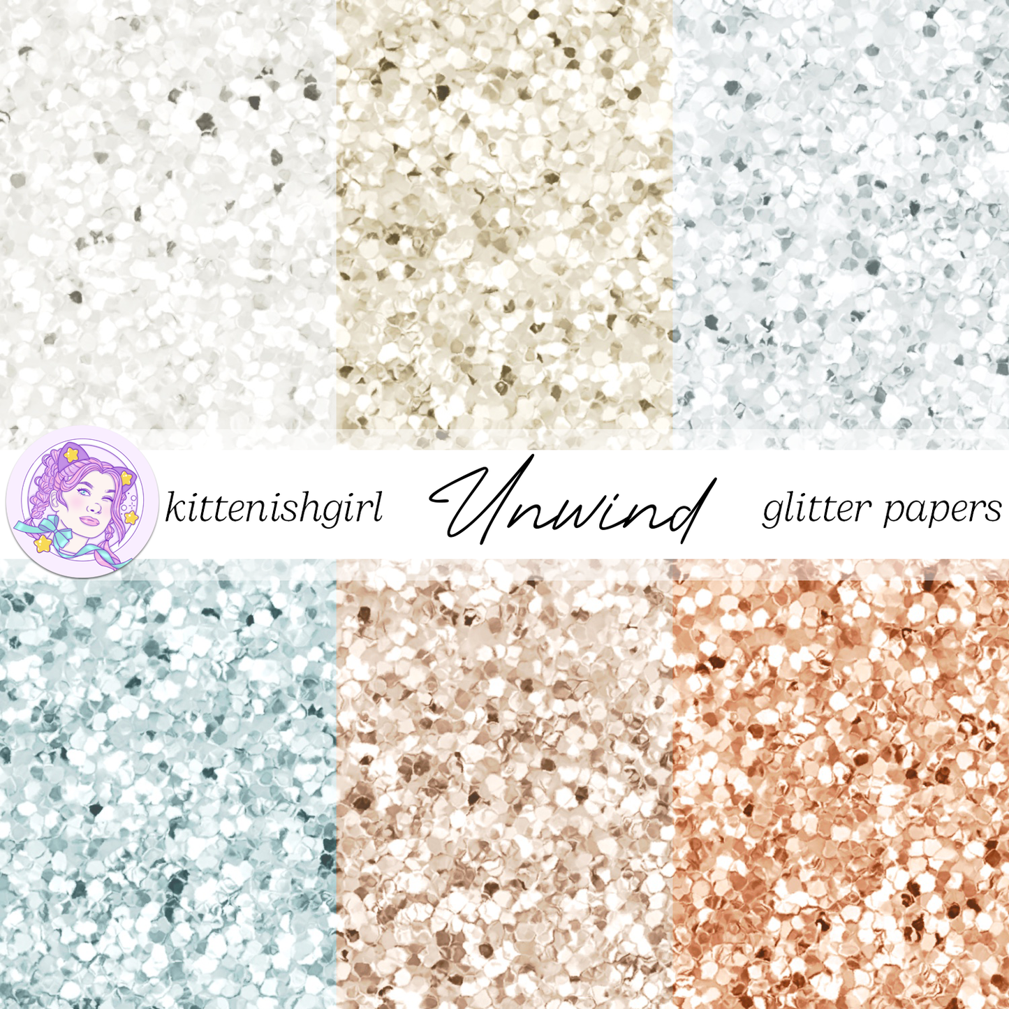Unwind // Glitter Digital Papers