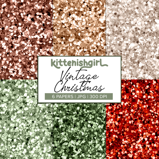 Vintage Christmas // Glitter Digital Papers