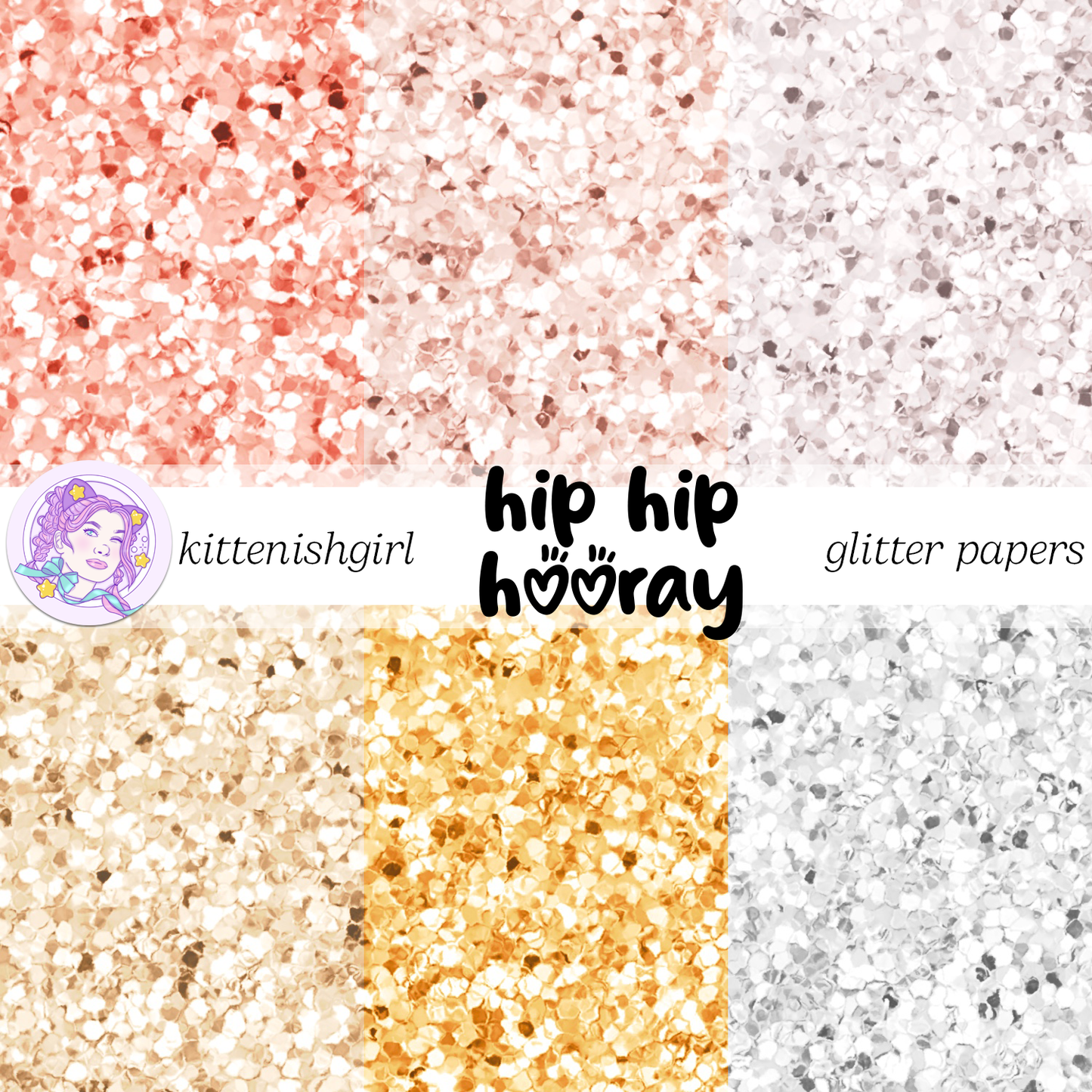 Hip Hip Hooray - Peach // Glitter Digital Papers