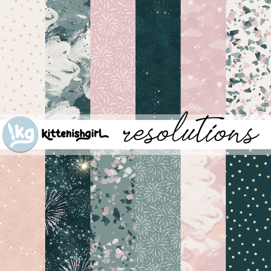 Resolutions - Green // Digital Papers