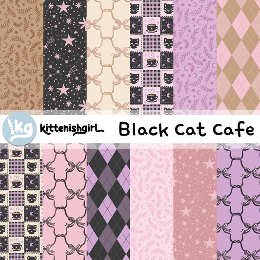 Black Cat Cafe // Digital Papers