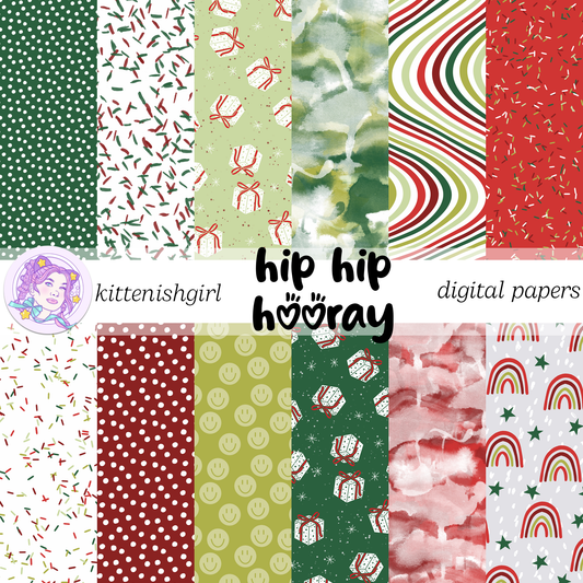 Hip Hip Hooray - Xmas // Digital Papers