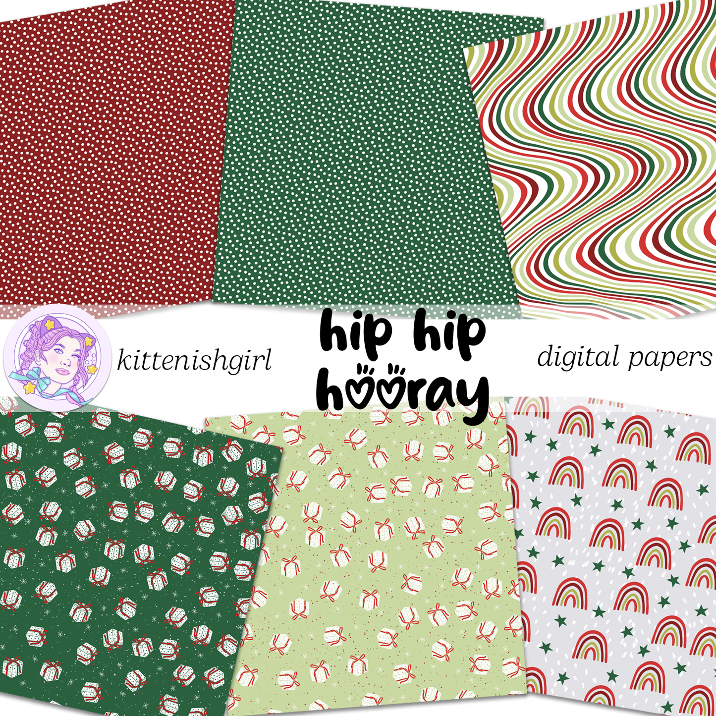 Hip Hip Hooray - Xmas // Digital Papers