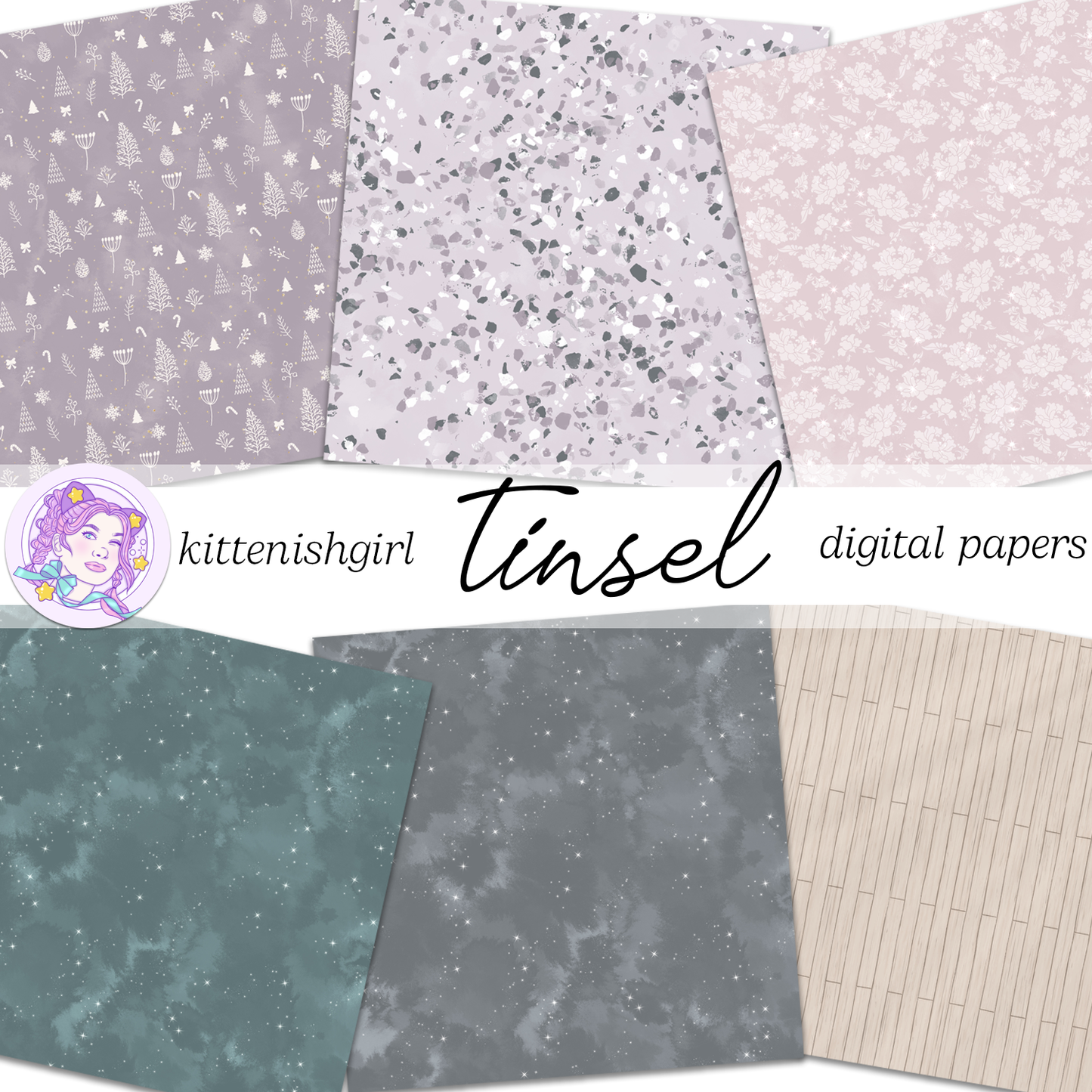 Tinsel - Purple // Digital Papers
