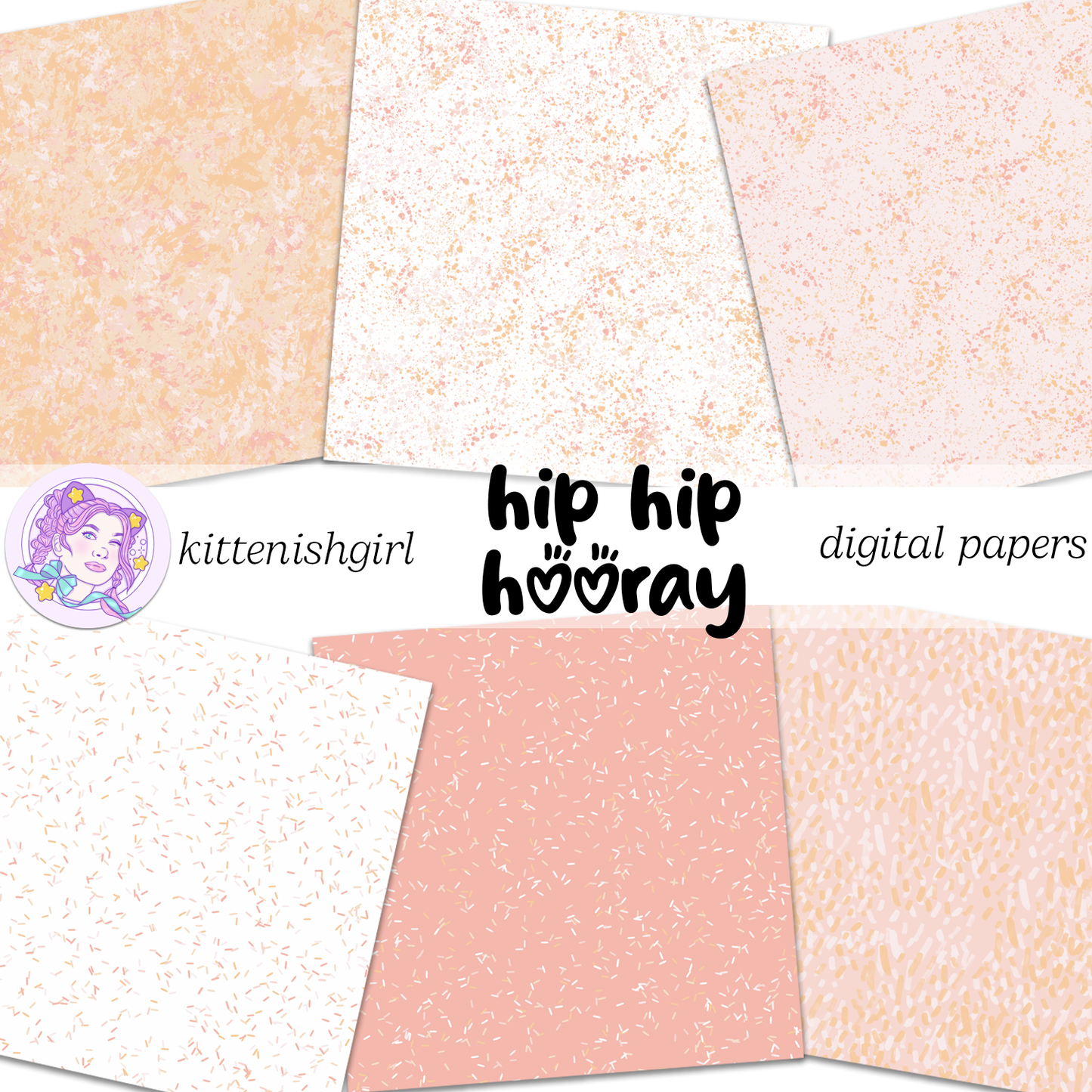 Hip Hip Hooray - Peach // Digital Papers
