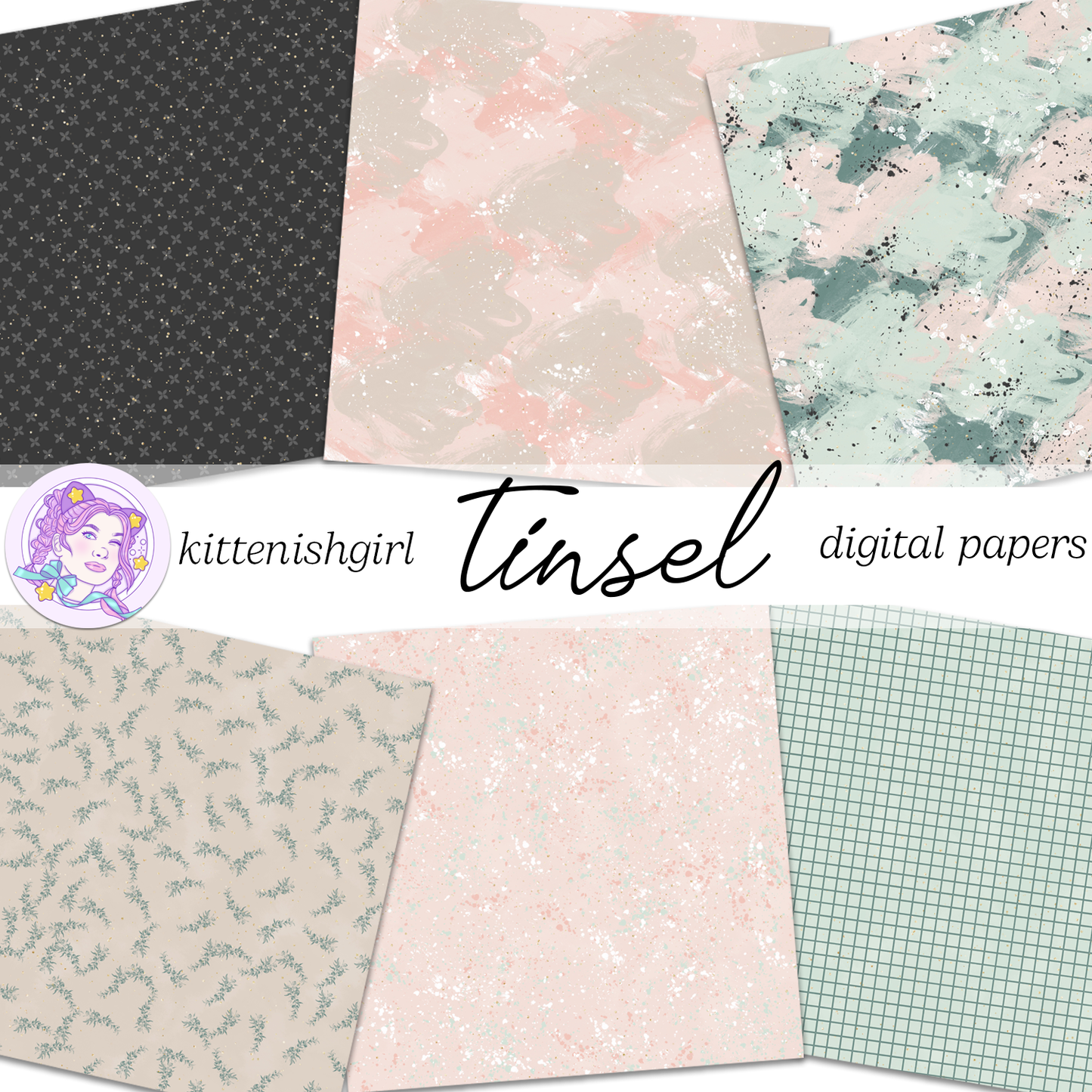 Tinsel - Mint // Digital Papers