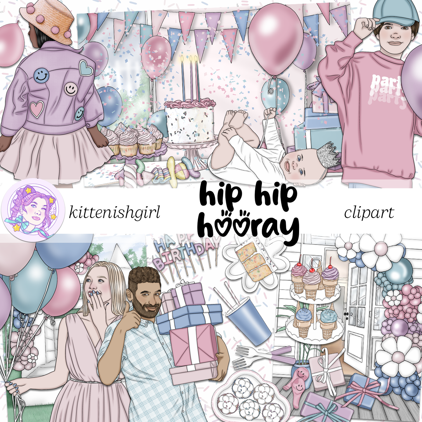 Hip Hip Hooray - Soft // Clip Art