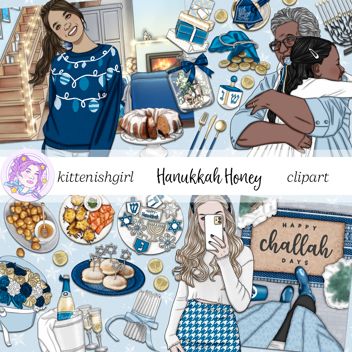 Hanukkah Honey // Clip Art