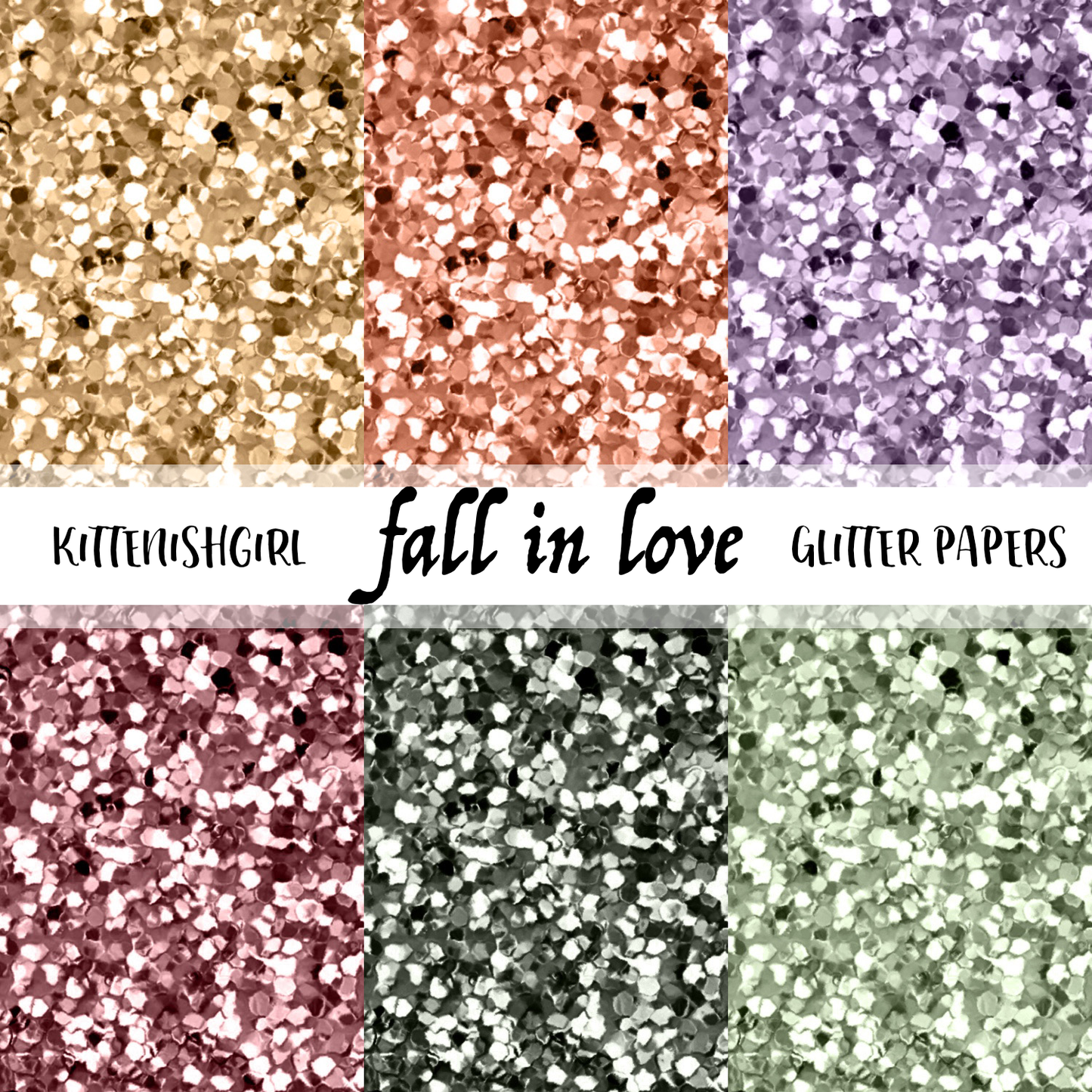 Fall In Love // Glitter Digital Papers
